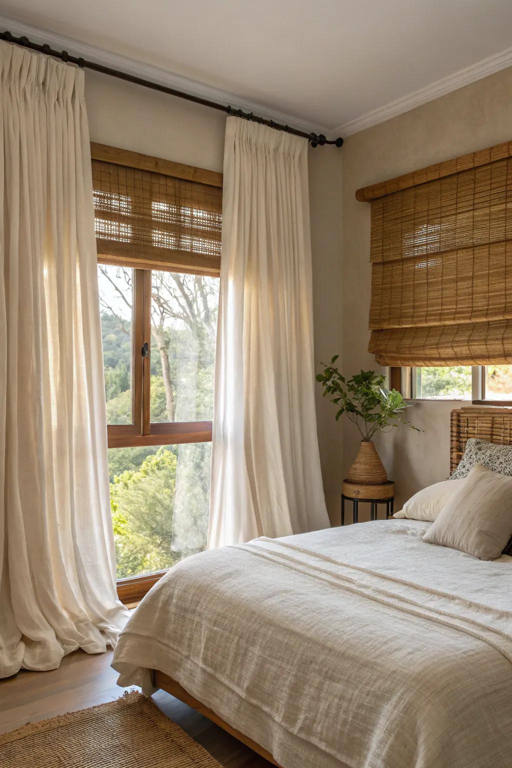 Natural window treatments help create a soft, diffused light.