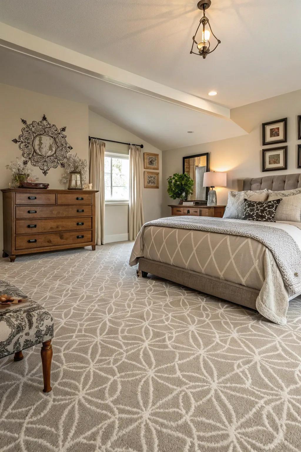 Carpets with unexpected patterns add personality.