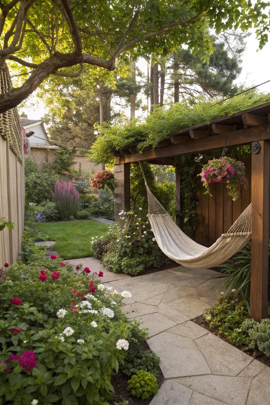 A concealed refuge nook offers a secluded getaway in your outdoor retreat.