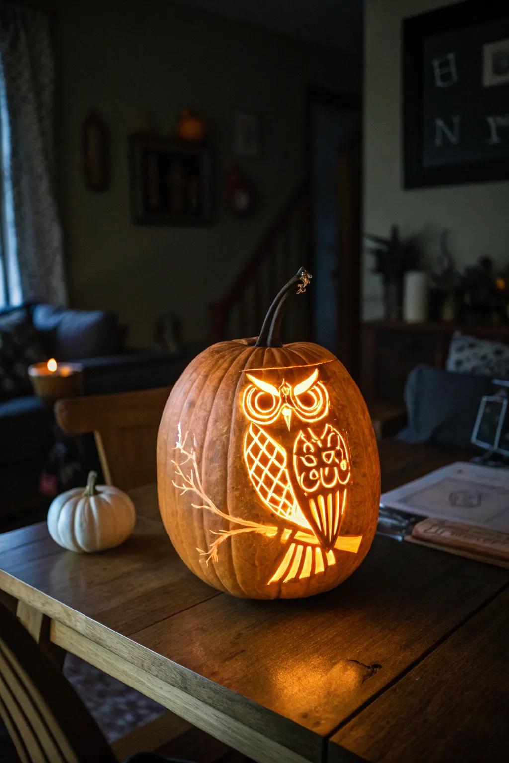 A bright owl design for a spectacular nighttime outcome.