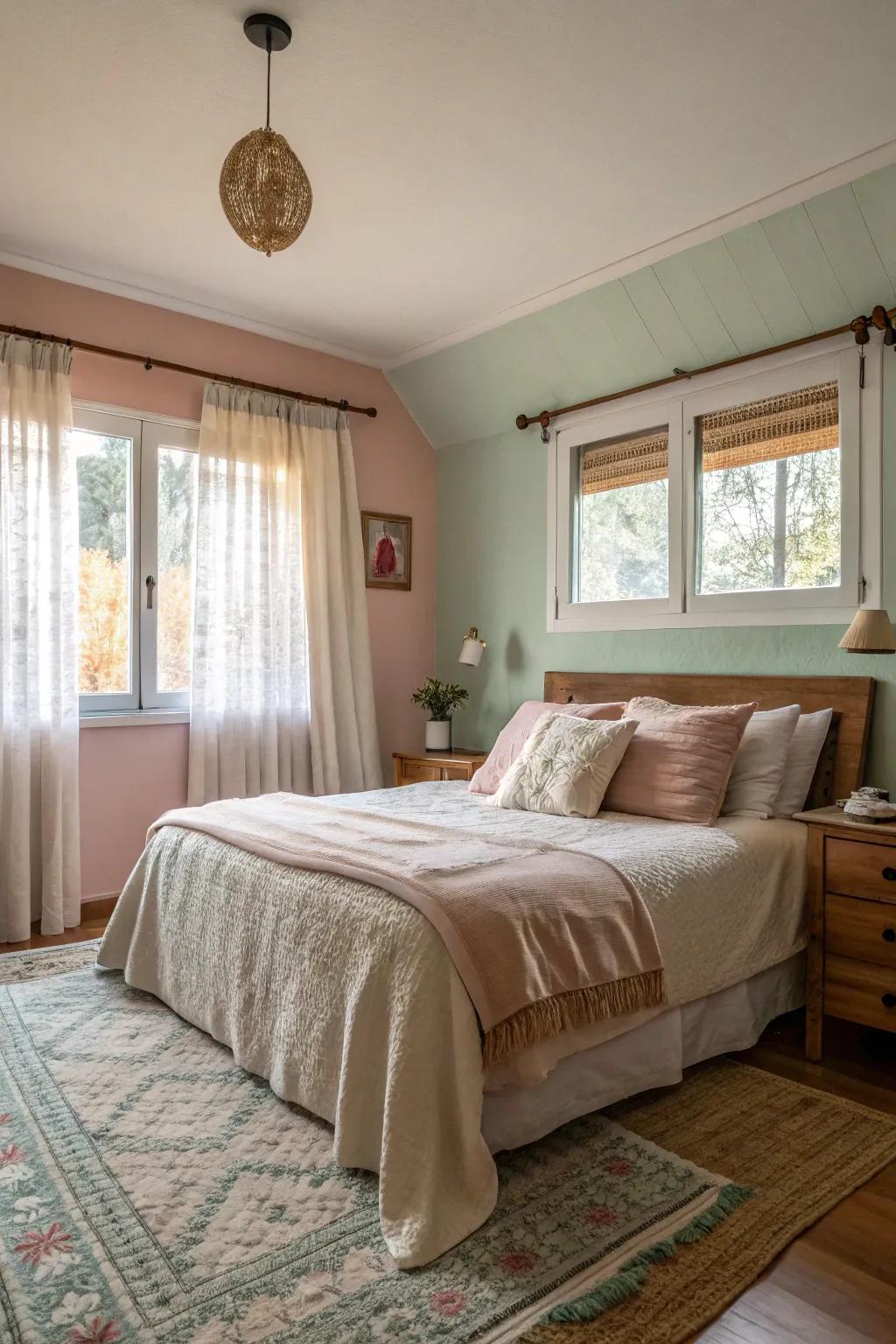 A bedroom without electronics, promoting a technology-free and restful space.