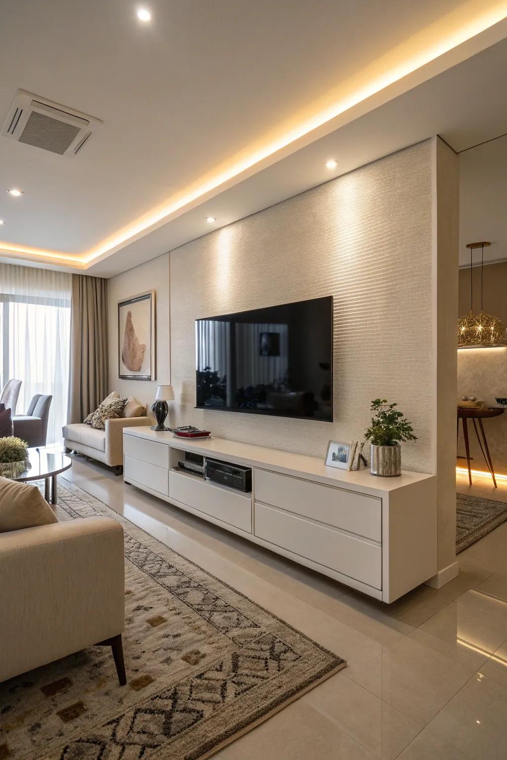 A wall-secured television improves style and optimizes area.