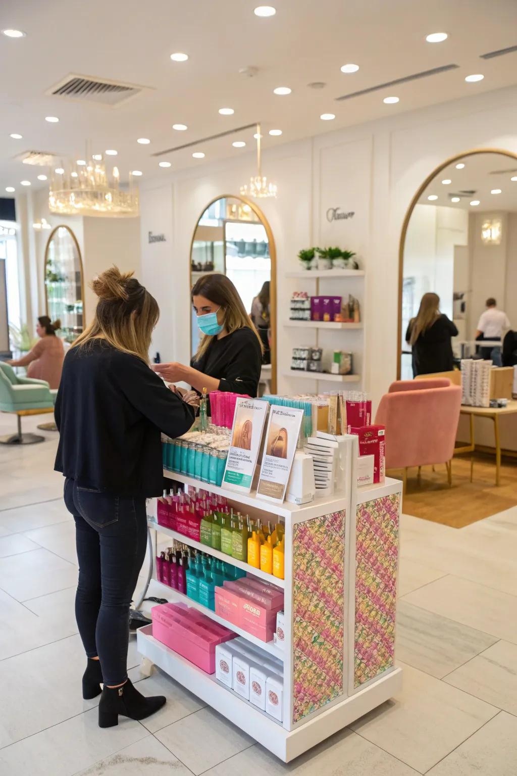 Generate excitement using temporary showcases.
