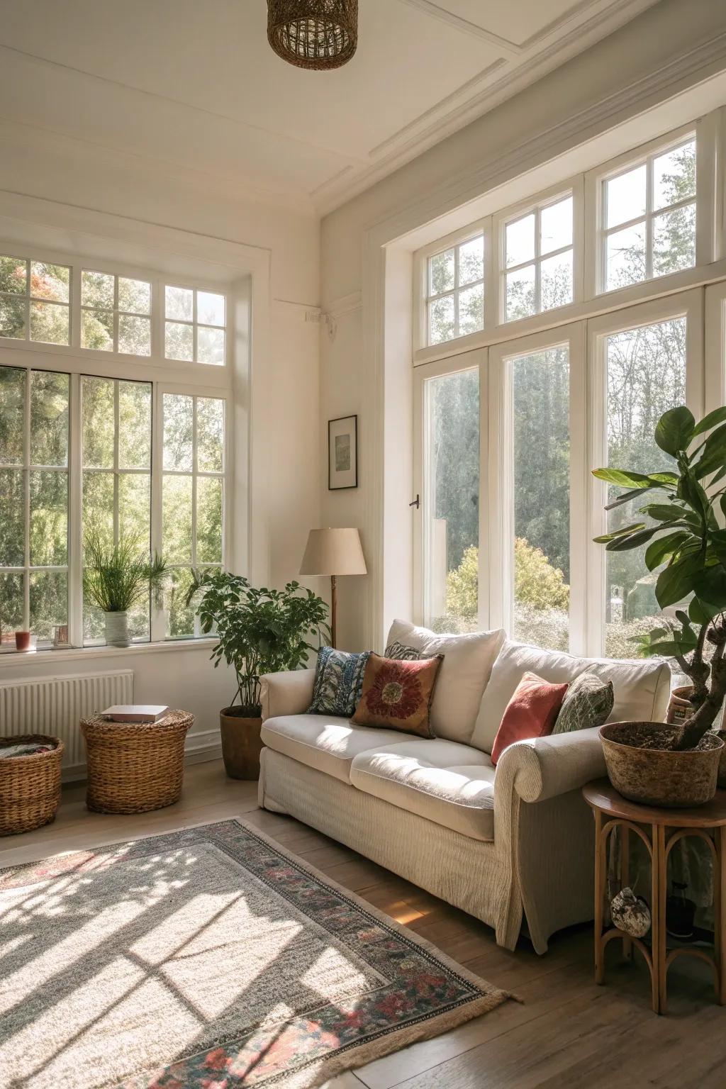 Natural illumination elevates and enlarges the space.