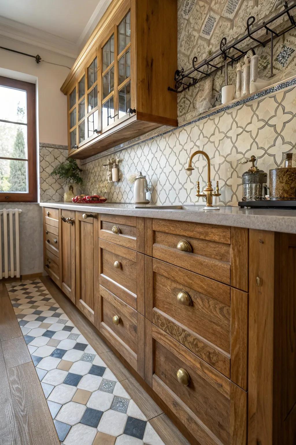 Captivating accents inject personality into small kitchen designs.