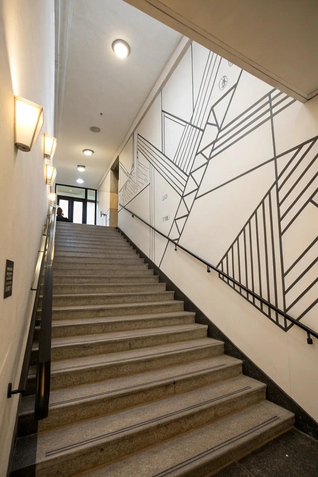 With a minimalist line mural, you may embrace simplicity.