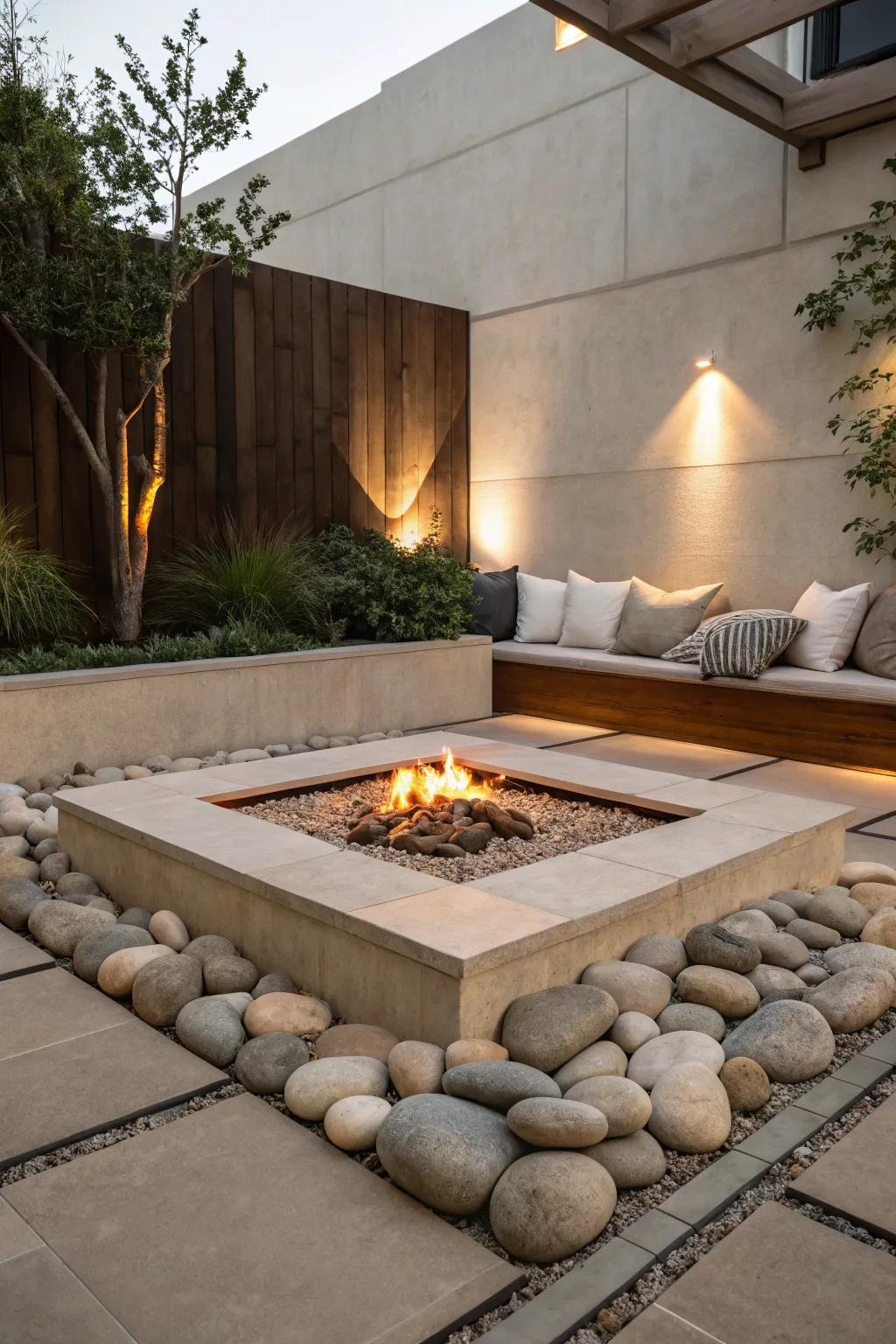 Simple class defines this recessed fire pit.