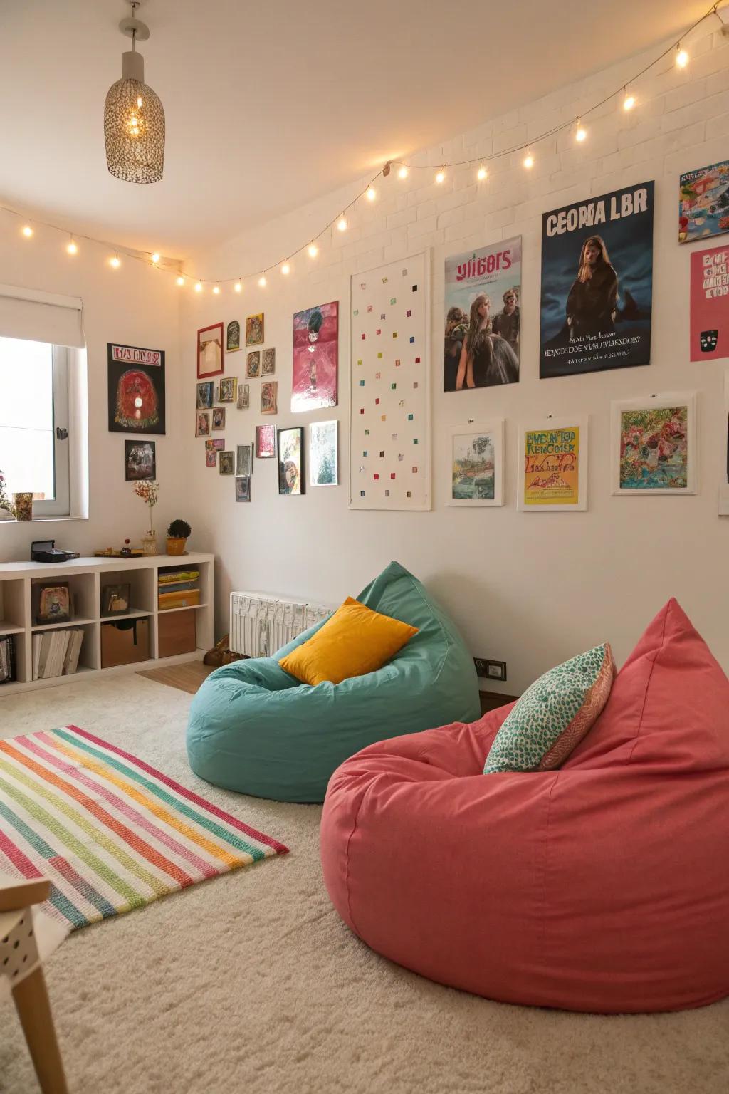 An unwinding area offers a perfect spot for leisure and connecting.