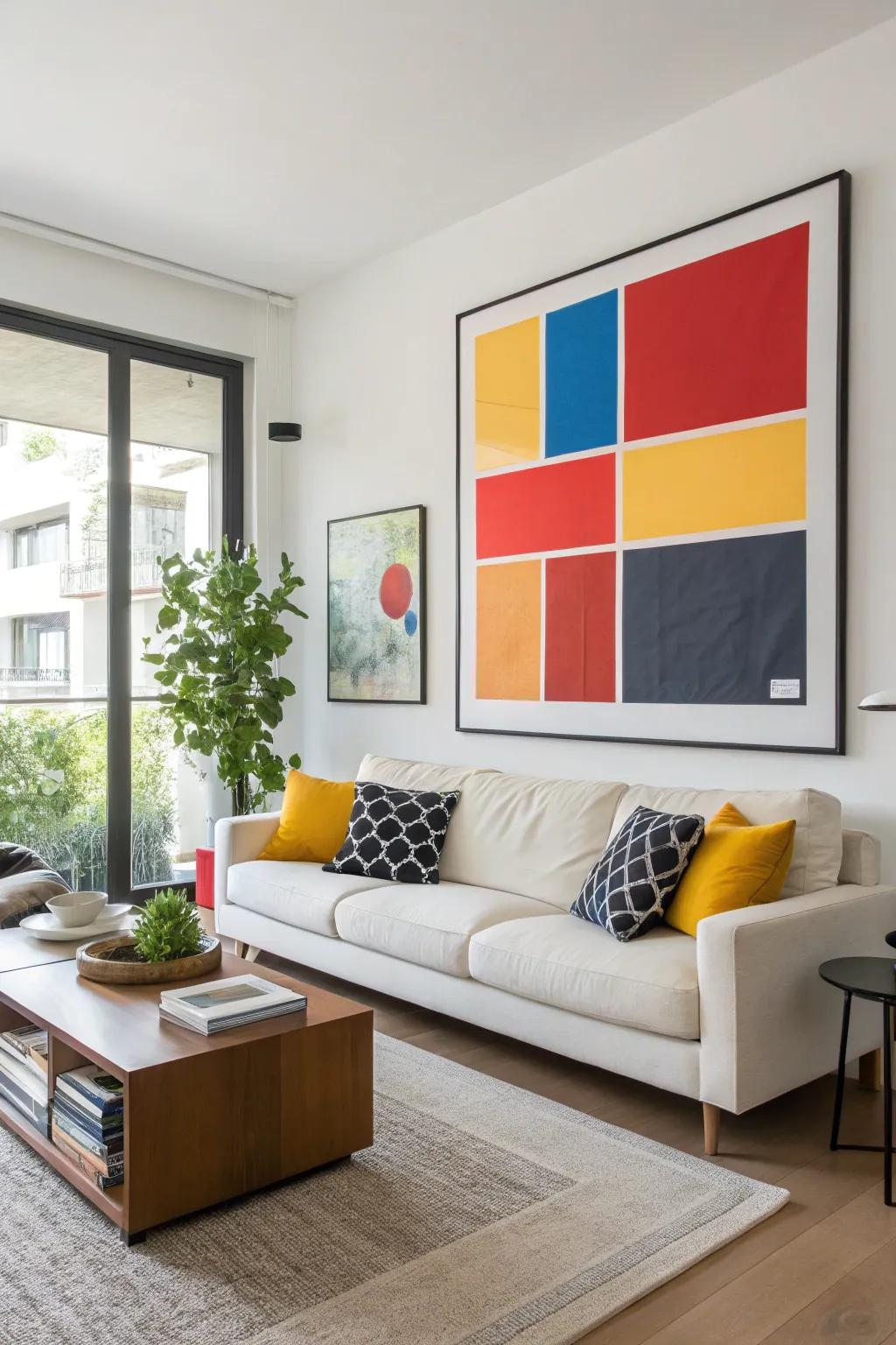 Vibrant color partitioning invigorates spaces.