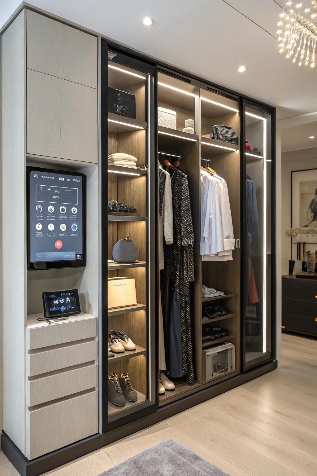Smart technology transforms your closet into a modern, efficient zone.
