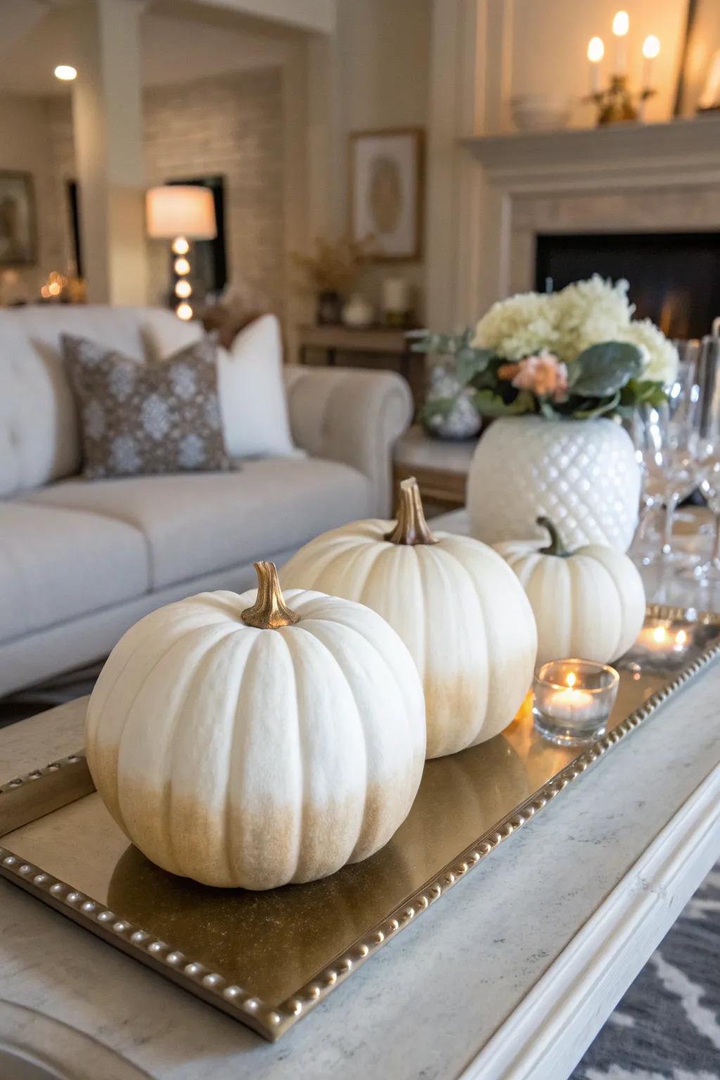 Ombre pumpkins for a dramatic and stylish look.