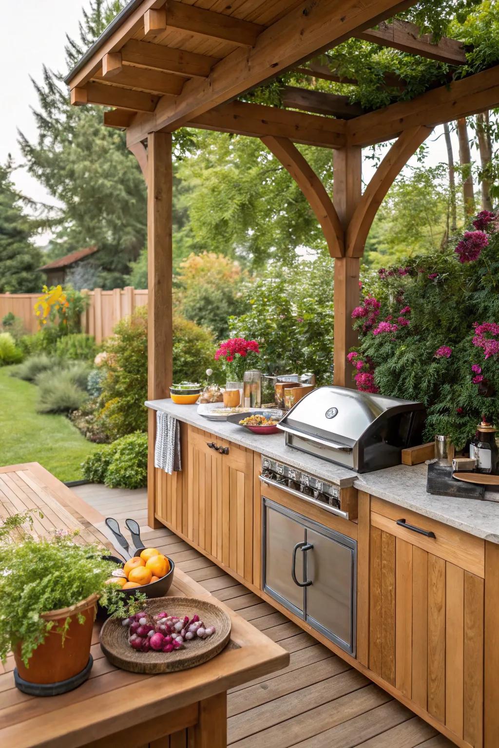 Cook in style with a timber outdoor kitchen.