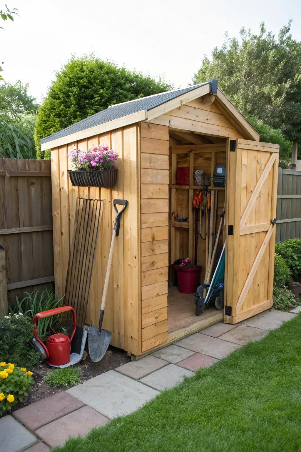 A shed expansion broadens your organizational possibilities.