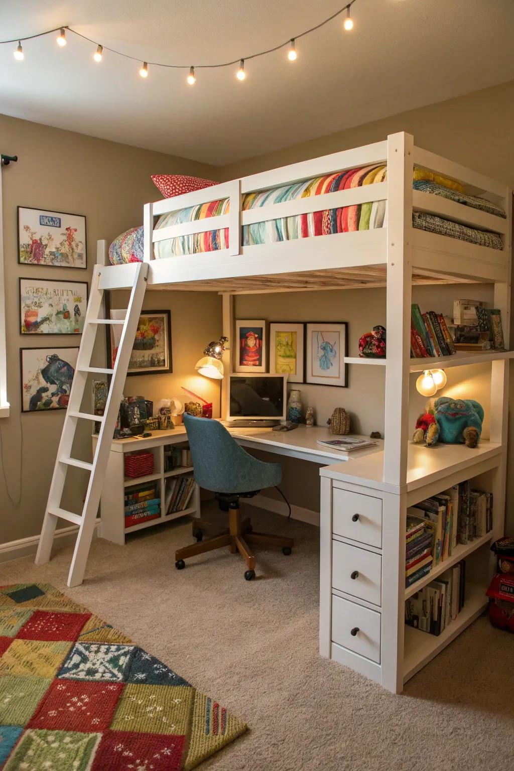 A raised bed efficiently uses space, providing space for both play and study.