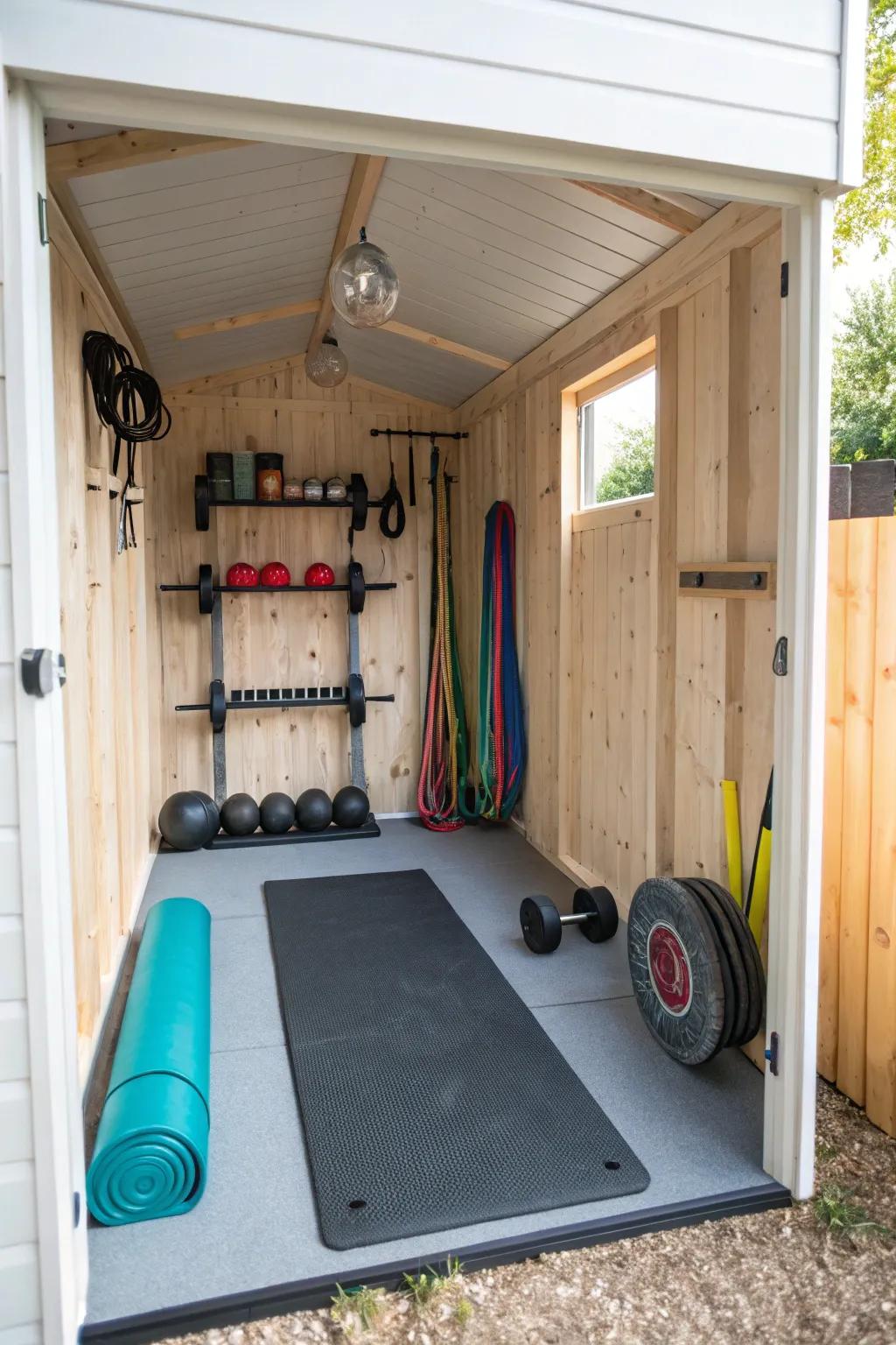 Your shed can evolve into a personal gym for accessible fitness.