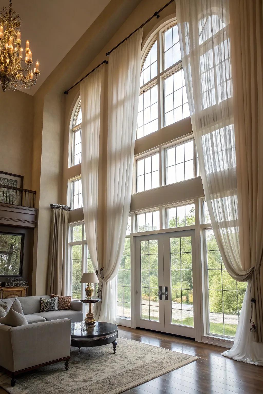 Tiered window finishes enhance the depth and elegance of high windows.