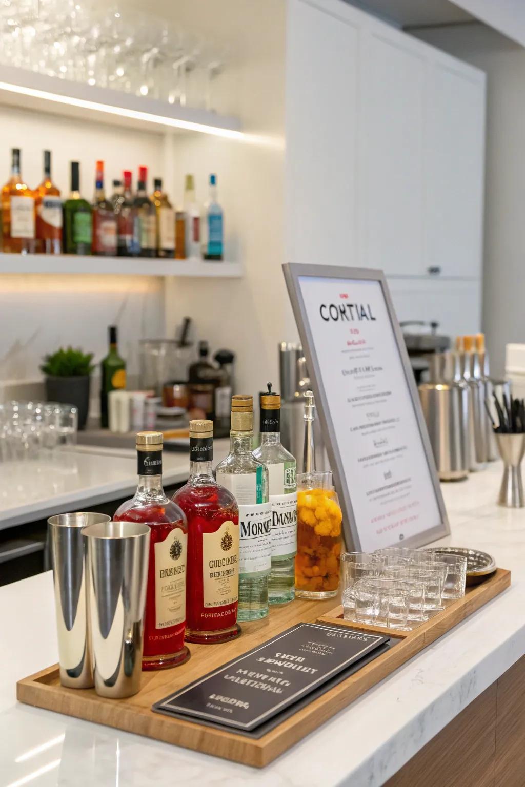 Interact and mix with a DIY cocktail station at your event.