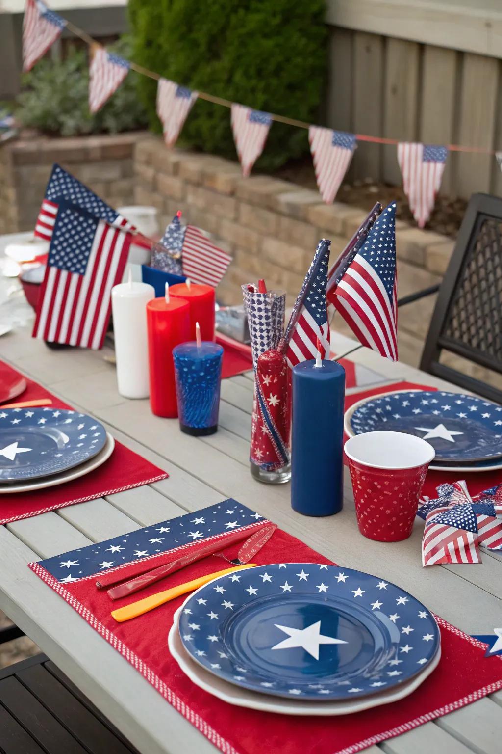 Adorn your dining spaces with patriotic tones, ensuring a celebratory meal experience.