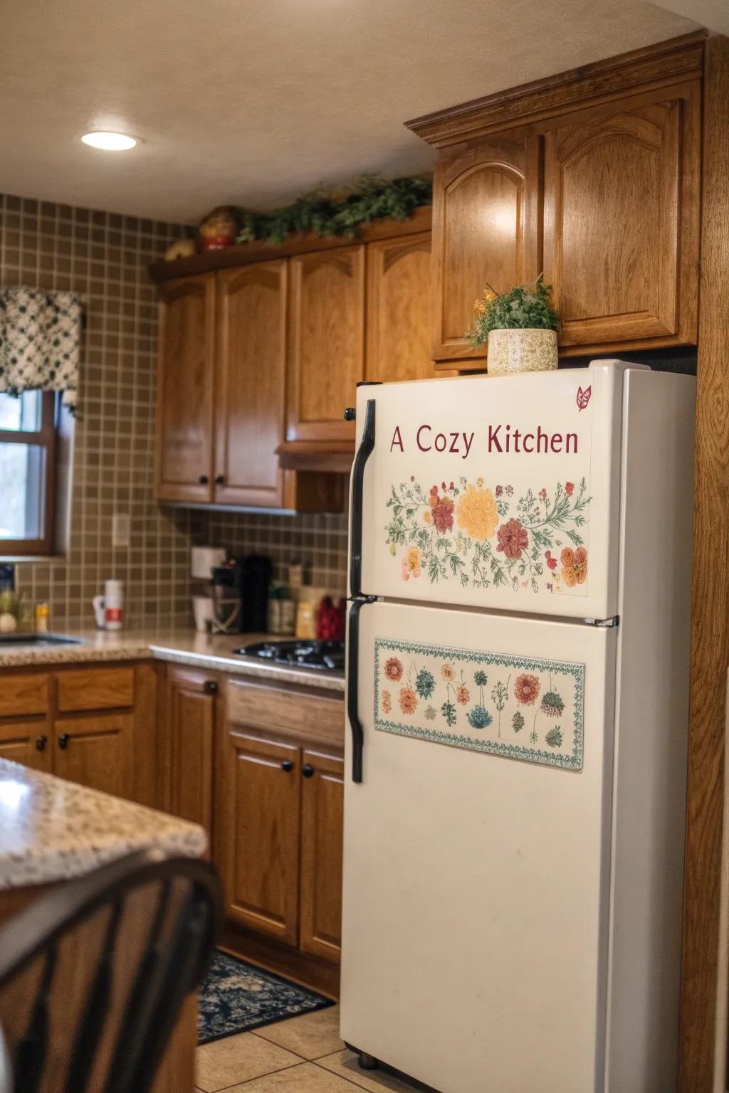 Show off your personality with a fun sign above the fridge.