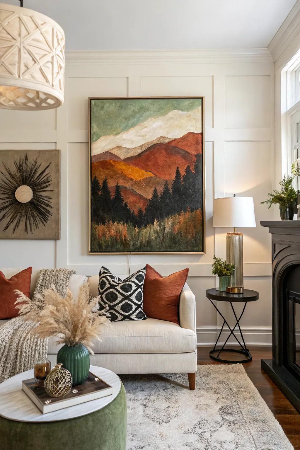 Earthy shades and contrasting shades offer a balanced aesthetic.