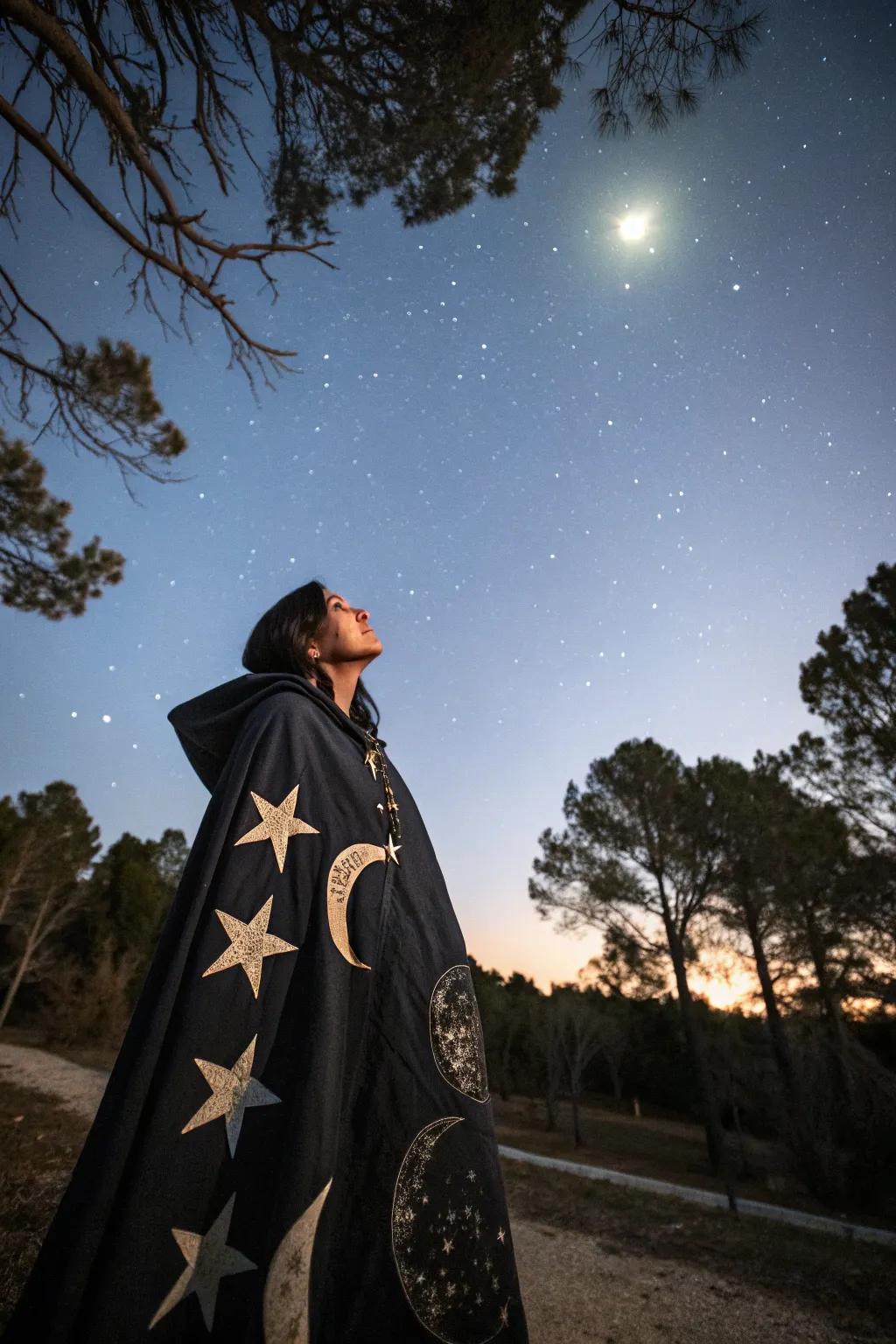 An enchantress cloaked in the mysteries of the night.