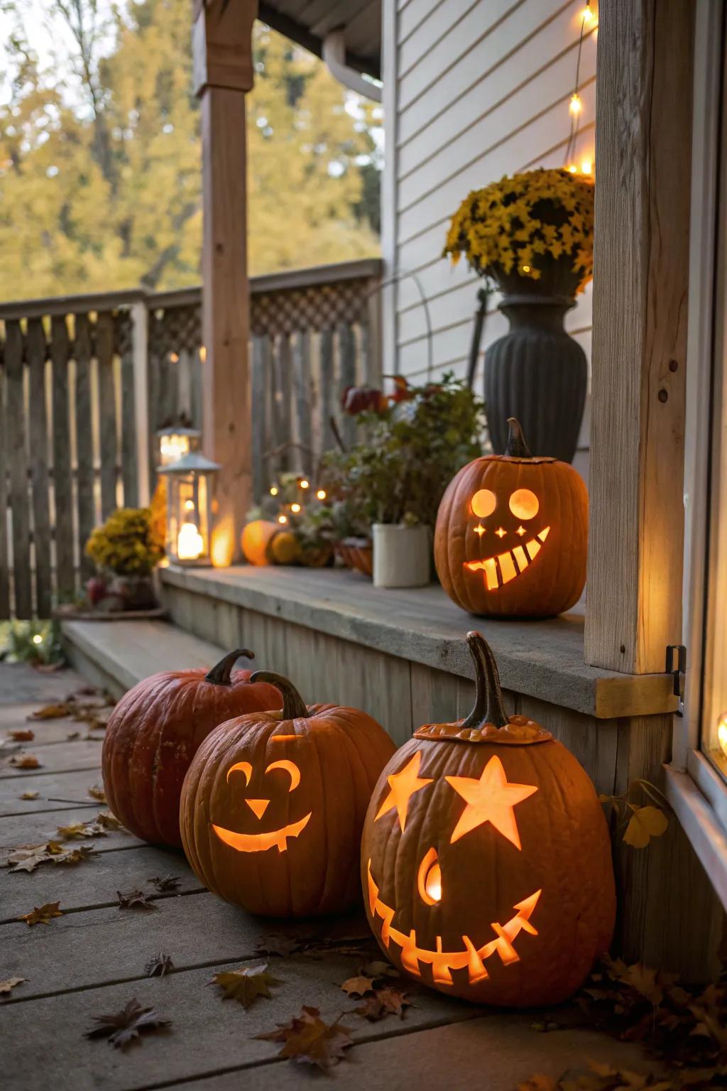Incorporate a touch of playfulness with expressive decorative gourd features.