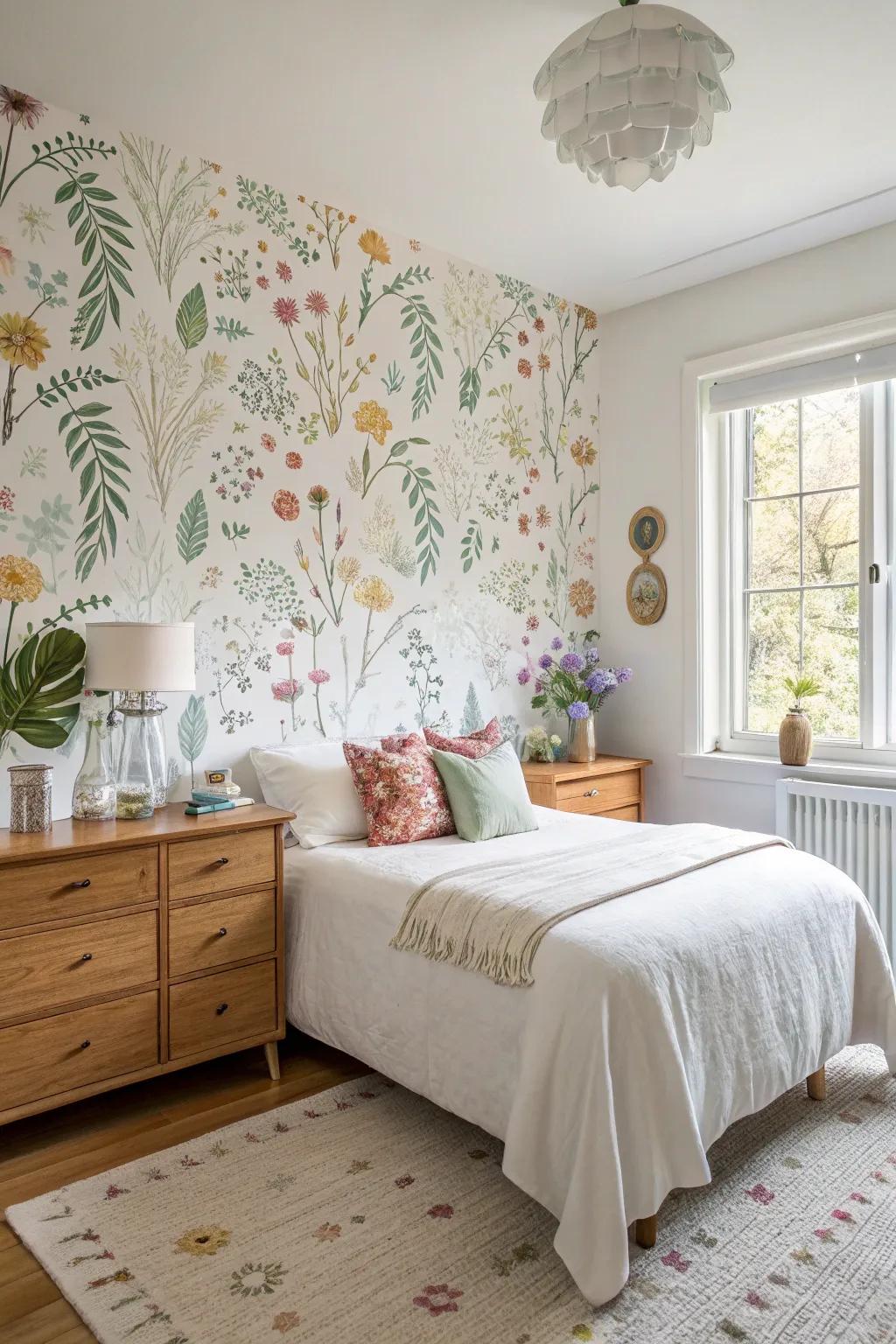 Invite the outdoors in with refreshing floral and botanical wallpapers.