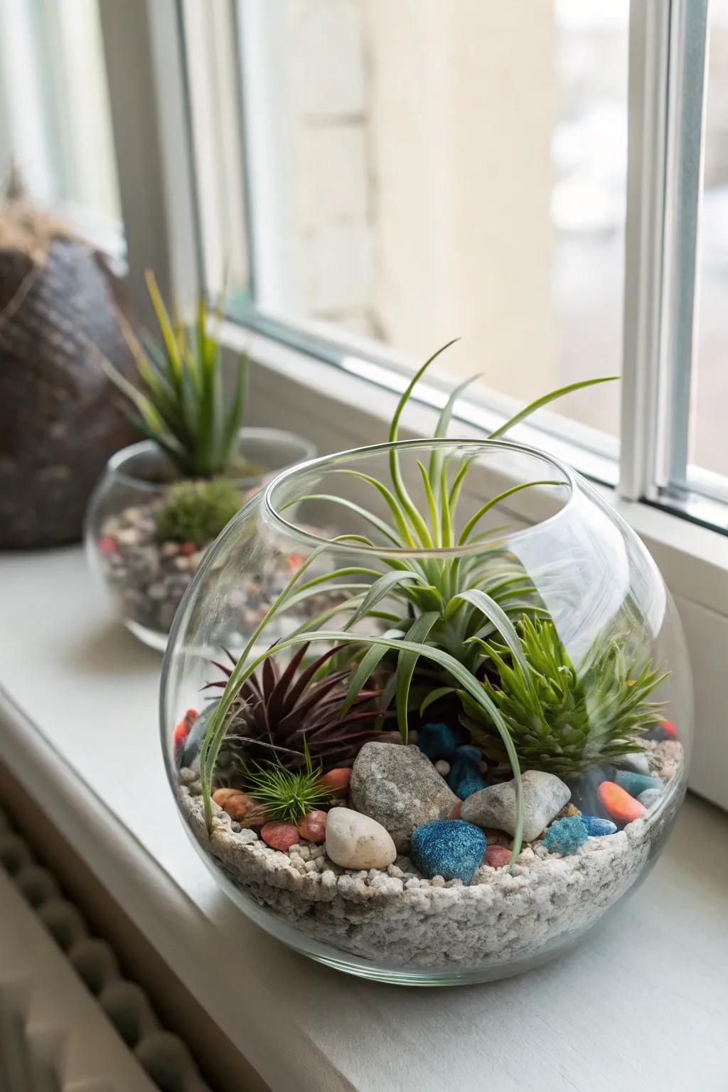 Globes make a captivating home for air plants.