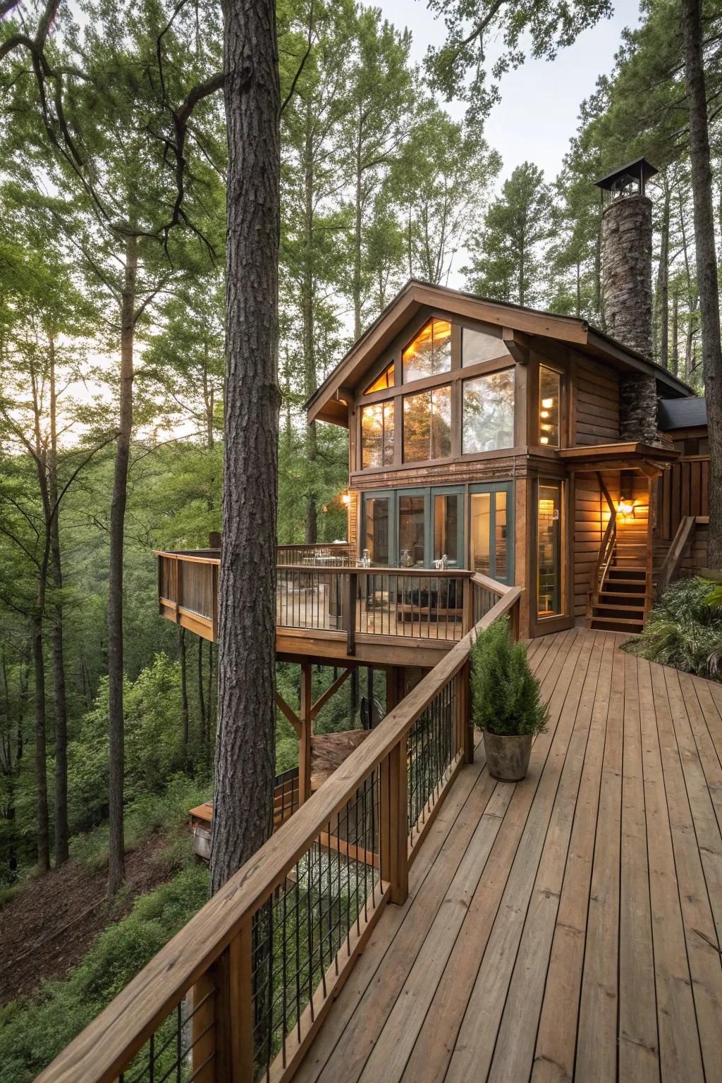 Reconnect with the natural world in a stunning treehouse abode.