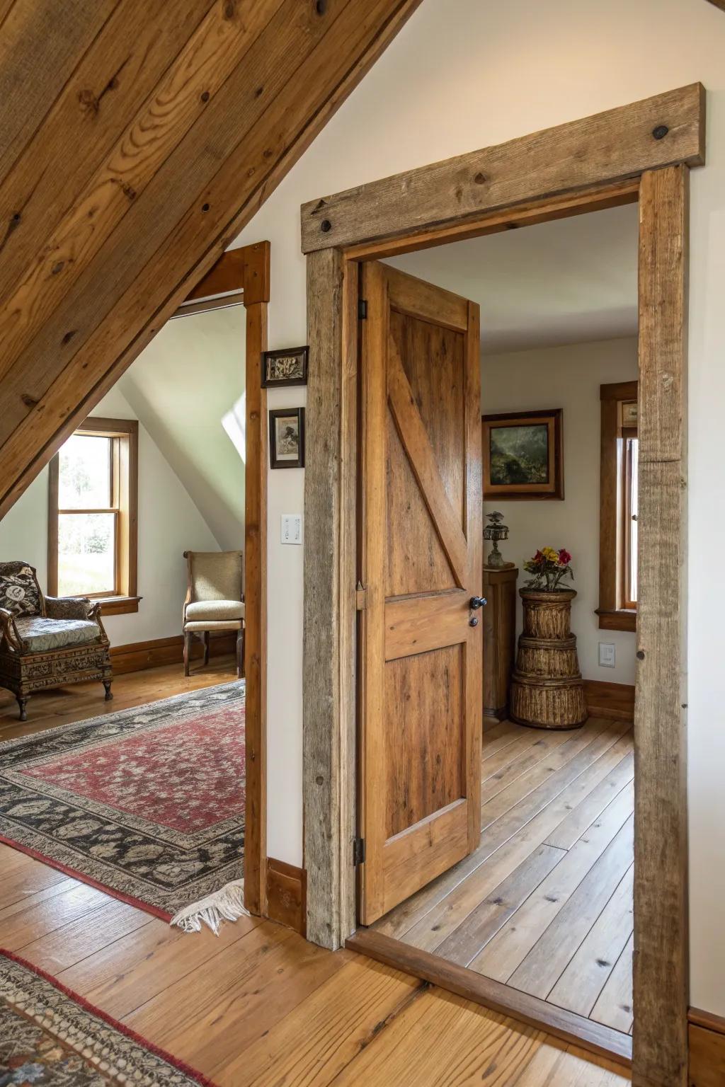 Country-style wood trim delivers warmth and personality.