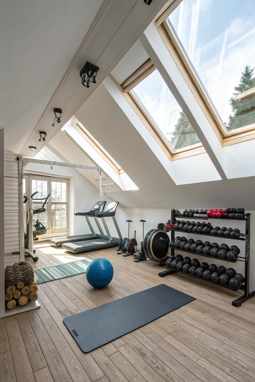 Daylight alters the ambiance of your personal gym.