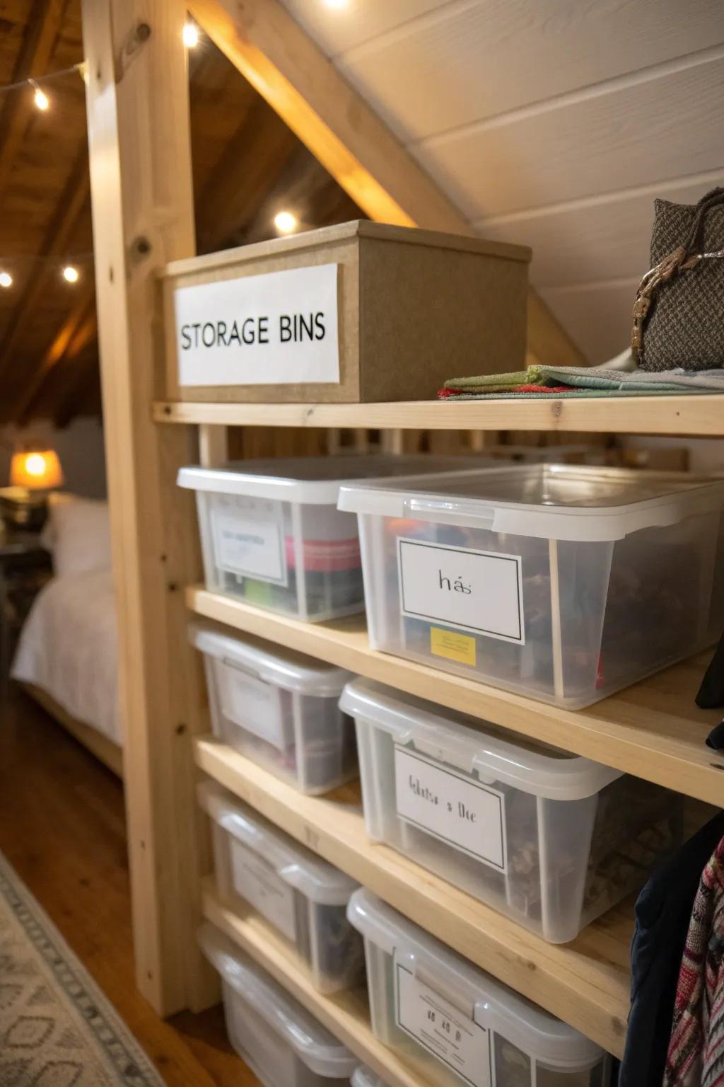 Labels foster efficient and user-friendly attic storage.