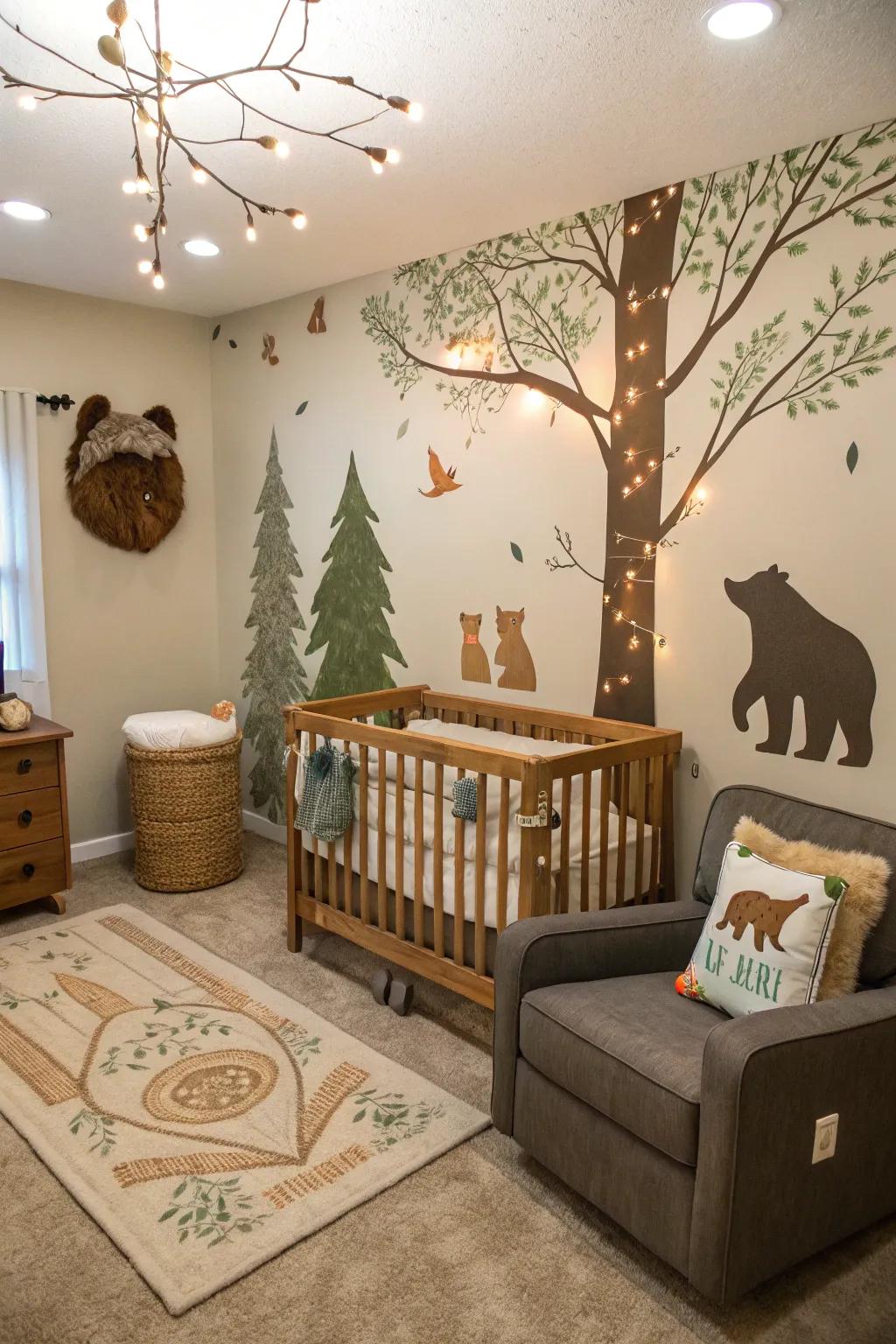 Immerse yourself in nature with a forest-themed nursery brimming with earthy allure.