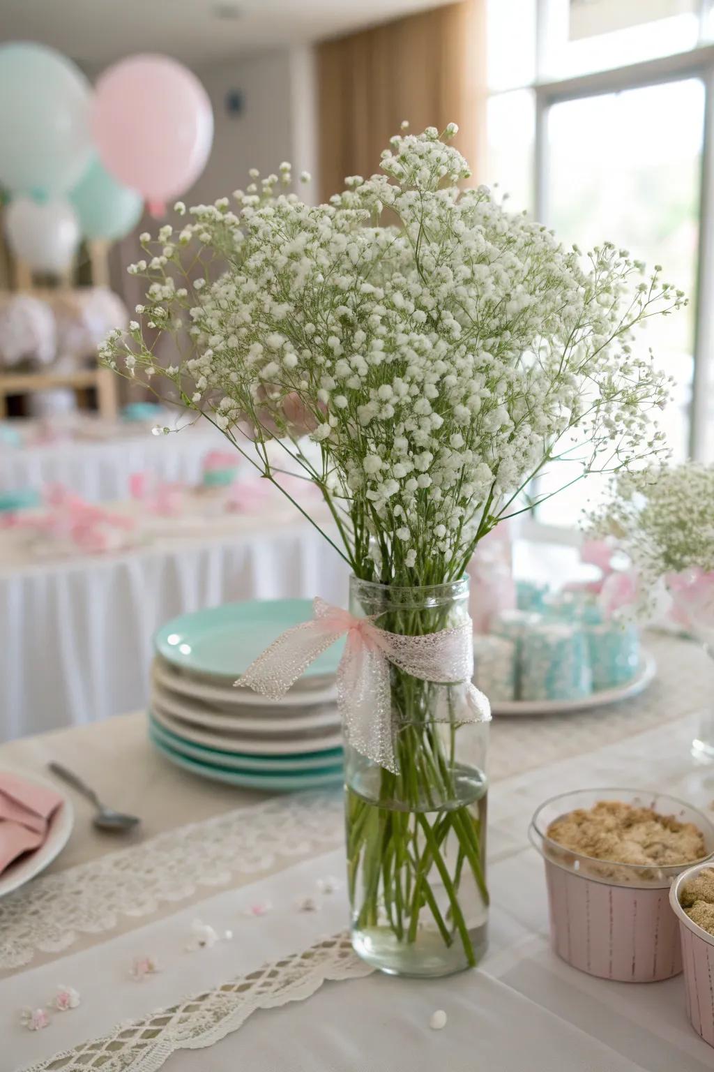 Gentle mist of breath centerpiece for an elegant accent