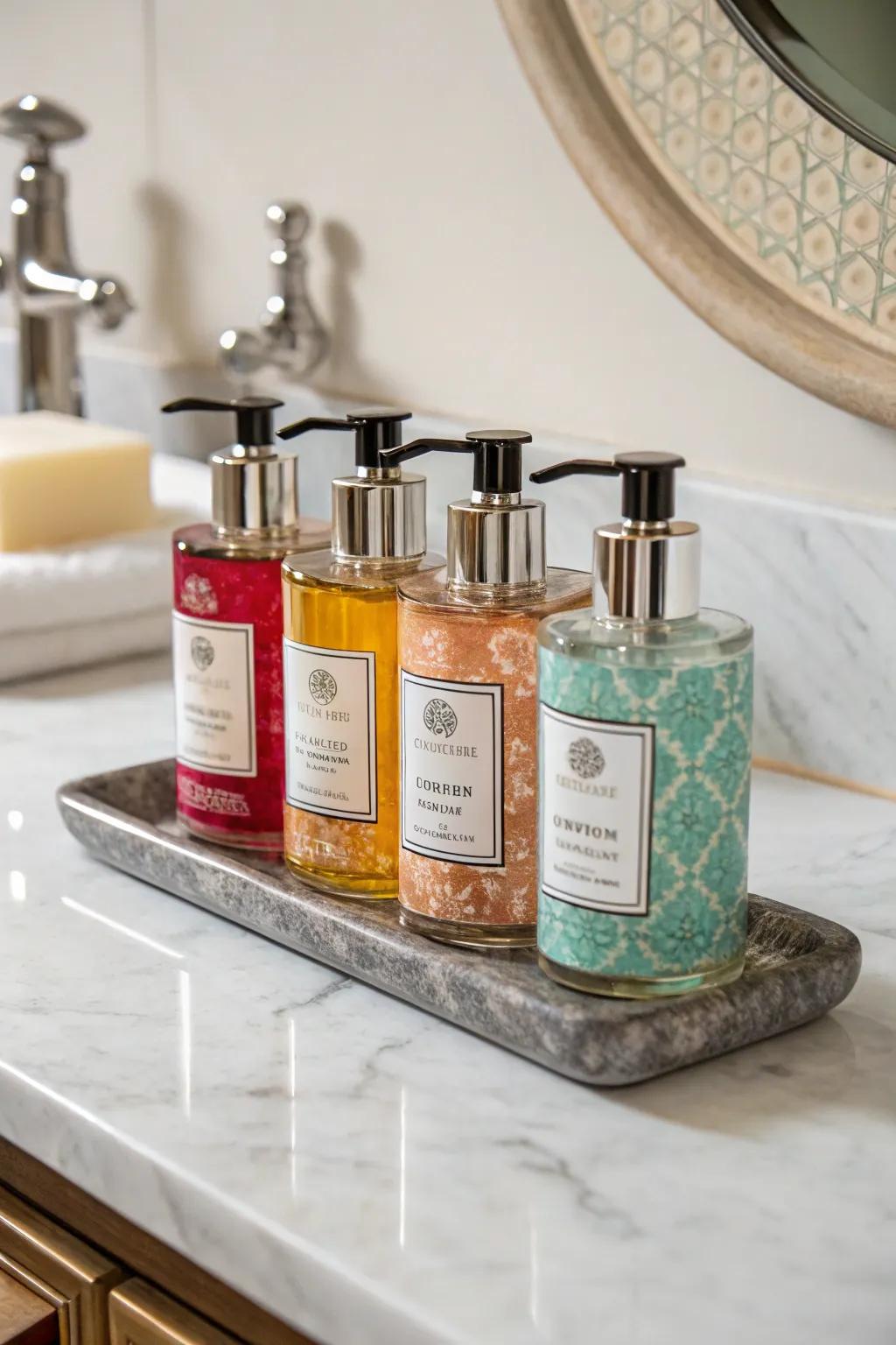Elegant soap vessels offer a hint of everyday opulence.