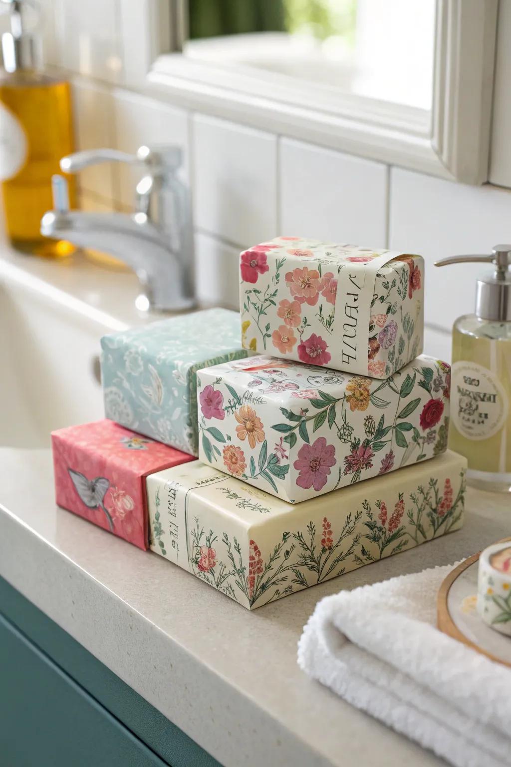 Refined cleansing bars with personalized accents.
