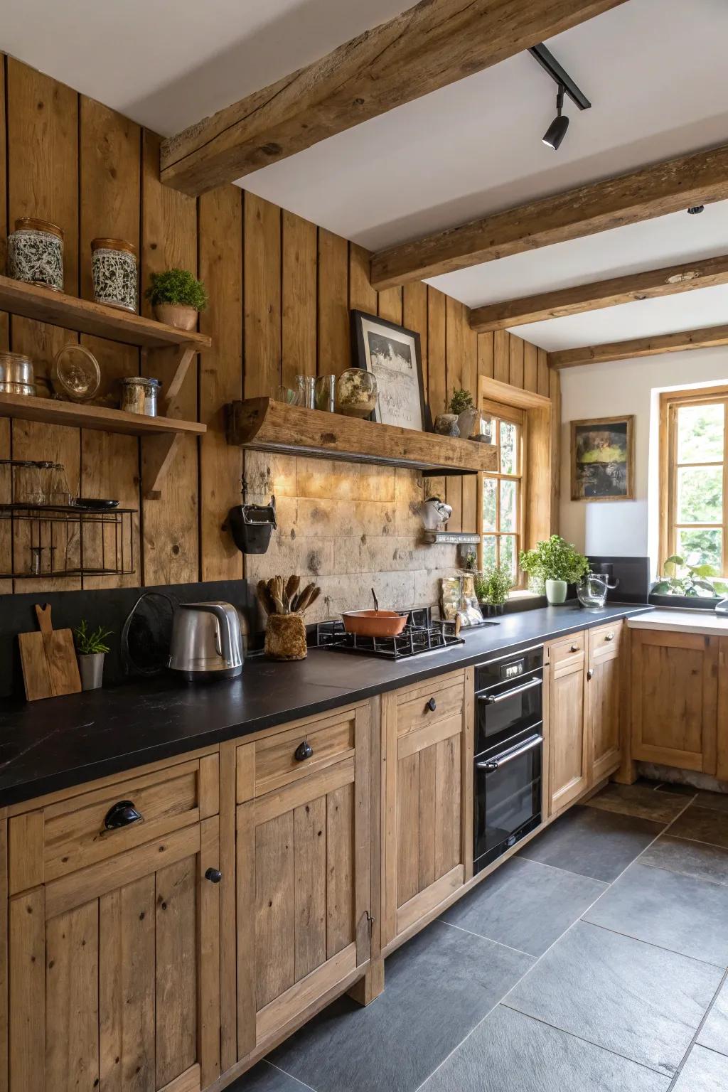 Wood backsplashes deliver hotness plus a healthy touch on the culinary space.