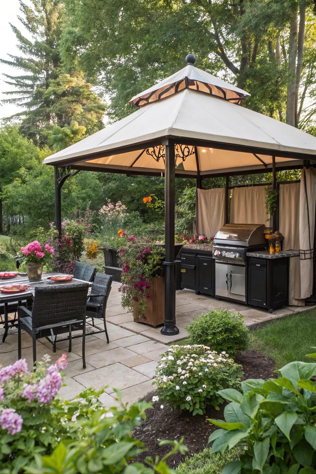 An open grilling station for breezy summer nights.