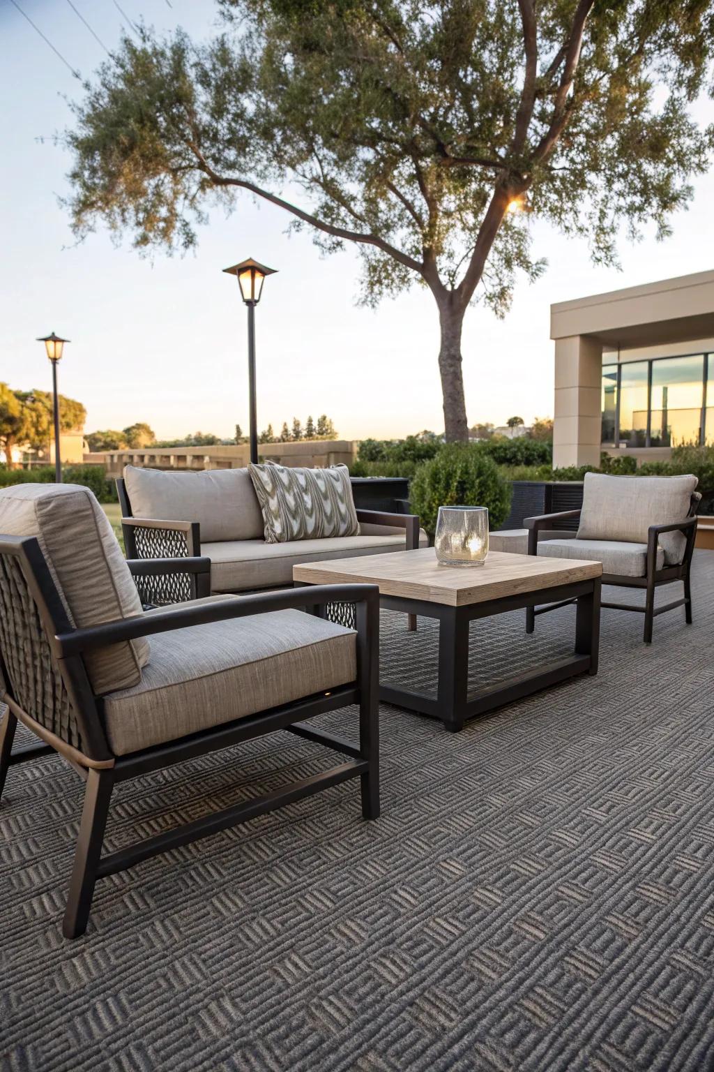 Outdoor carpets inject comfort and style into your patio design.