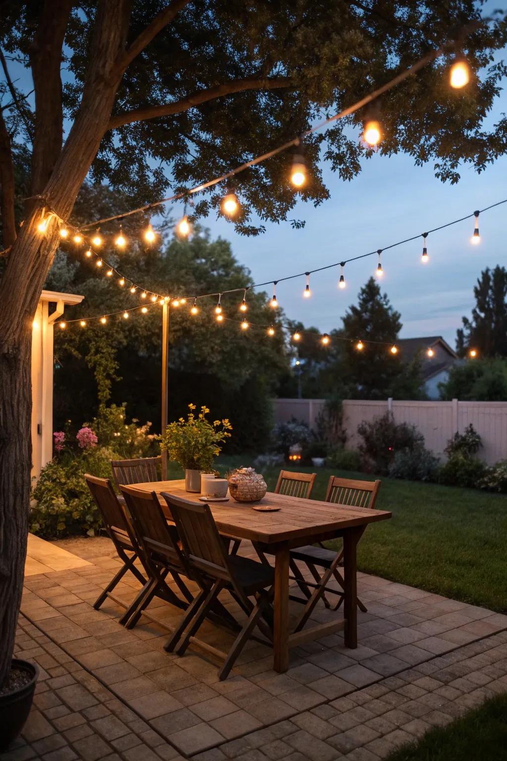 Twinkle lights impart a hint of magic to any outdoor setting.