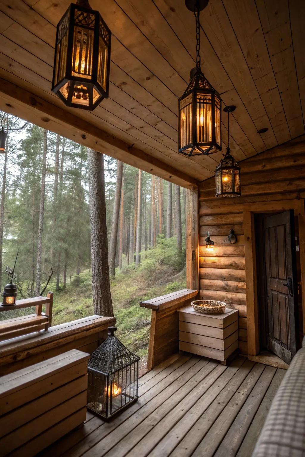A rustic cabin sauna radiating warmth and character.