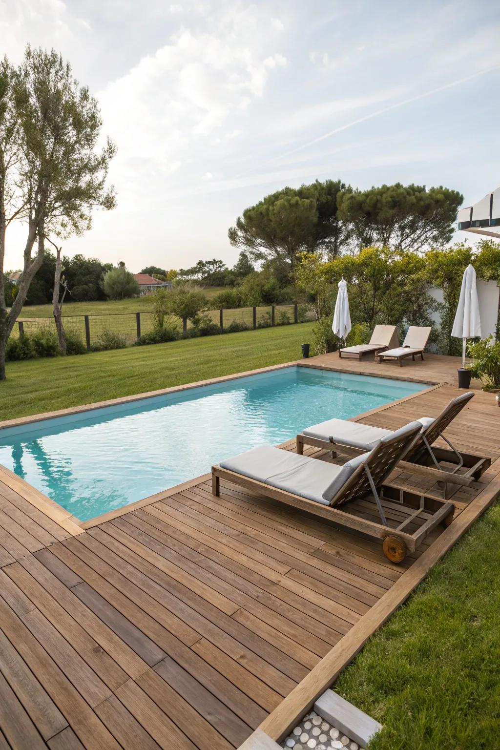 Timber surfacing introduces warmth and flair to your pool space.