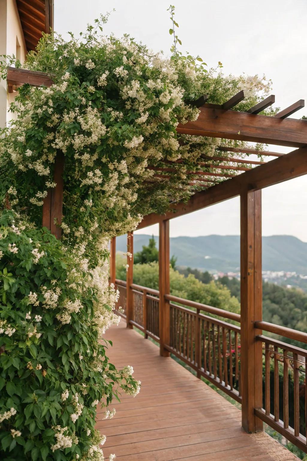 An arbor with twining plants offers a natural roof.