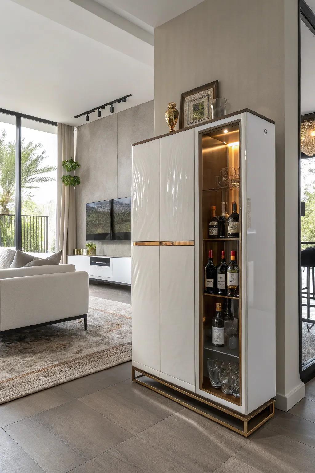 Sleek and modern: a minimalist bar cabinet concept.