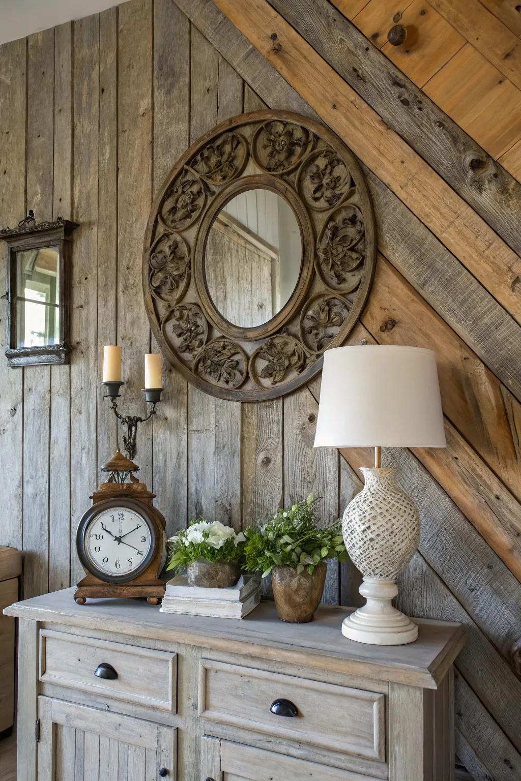Heighten rustic charm by adding decorative details to barn walls.