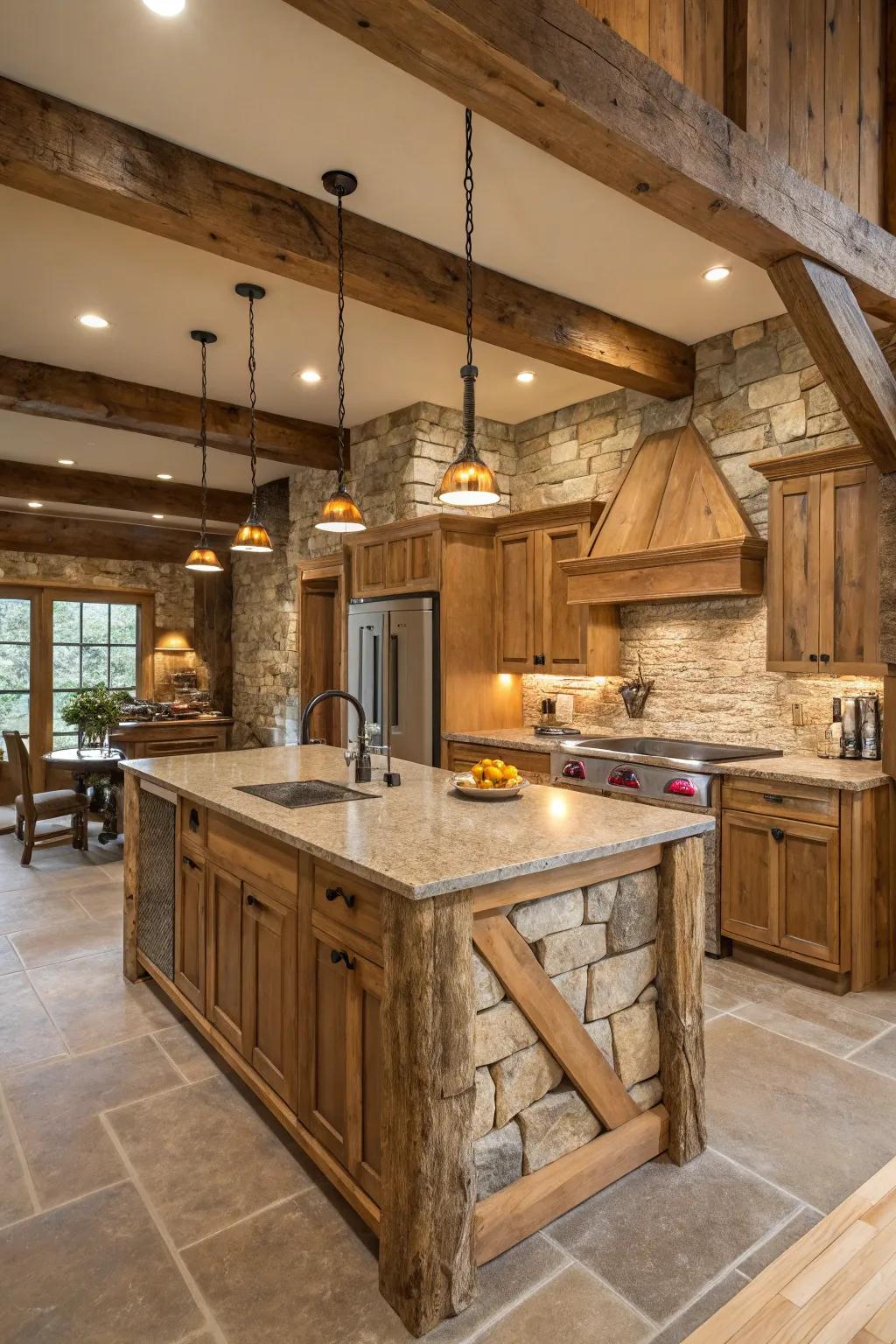 Natural essences like timber and stone deliver warmth and genuineness.