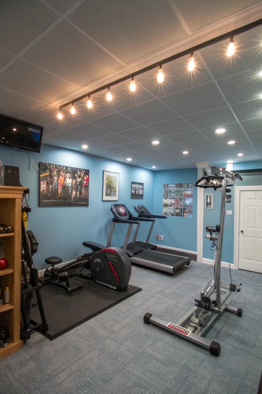 Customizable lighting improves the feel of your personal gym.