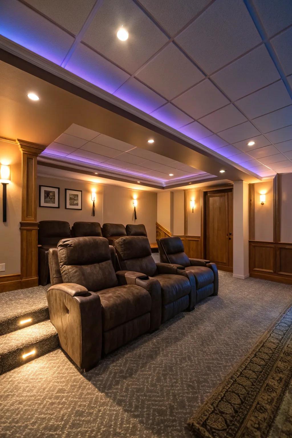 Ambient illumination enhances the atmosphere and looks of your home theater.