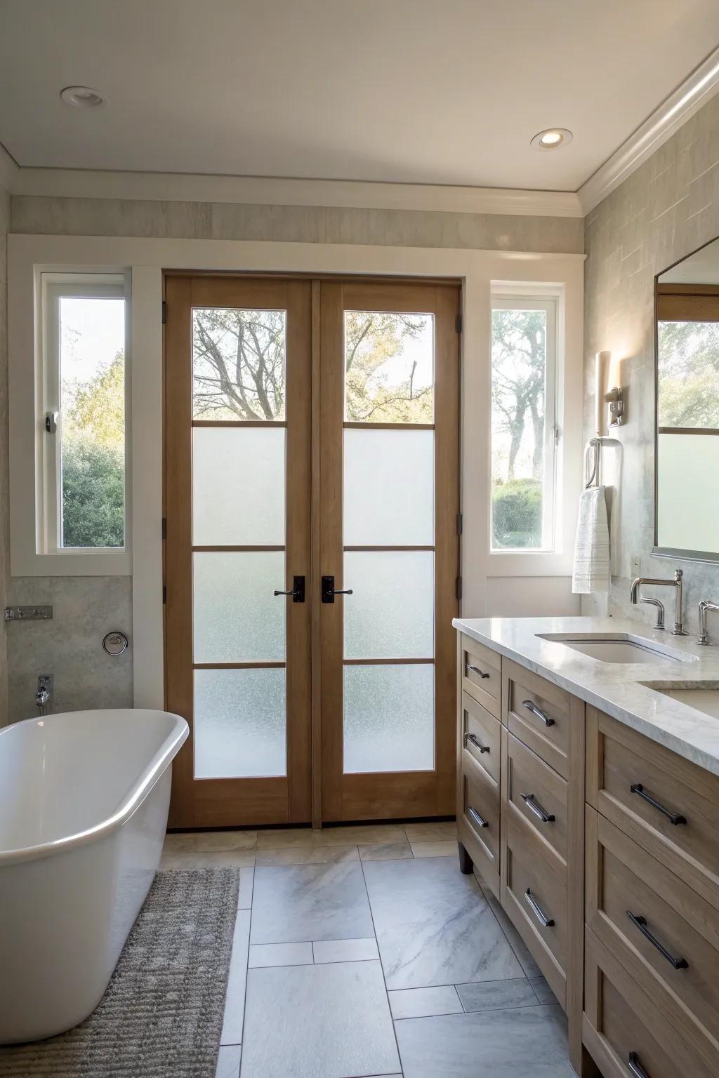 Chilled glass doors offer seclusion without sacrificing light.