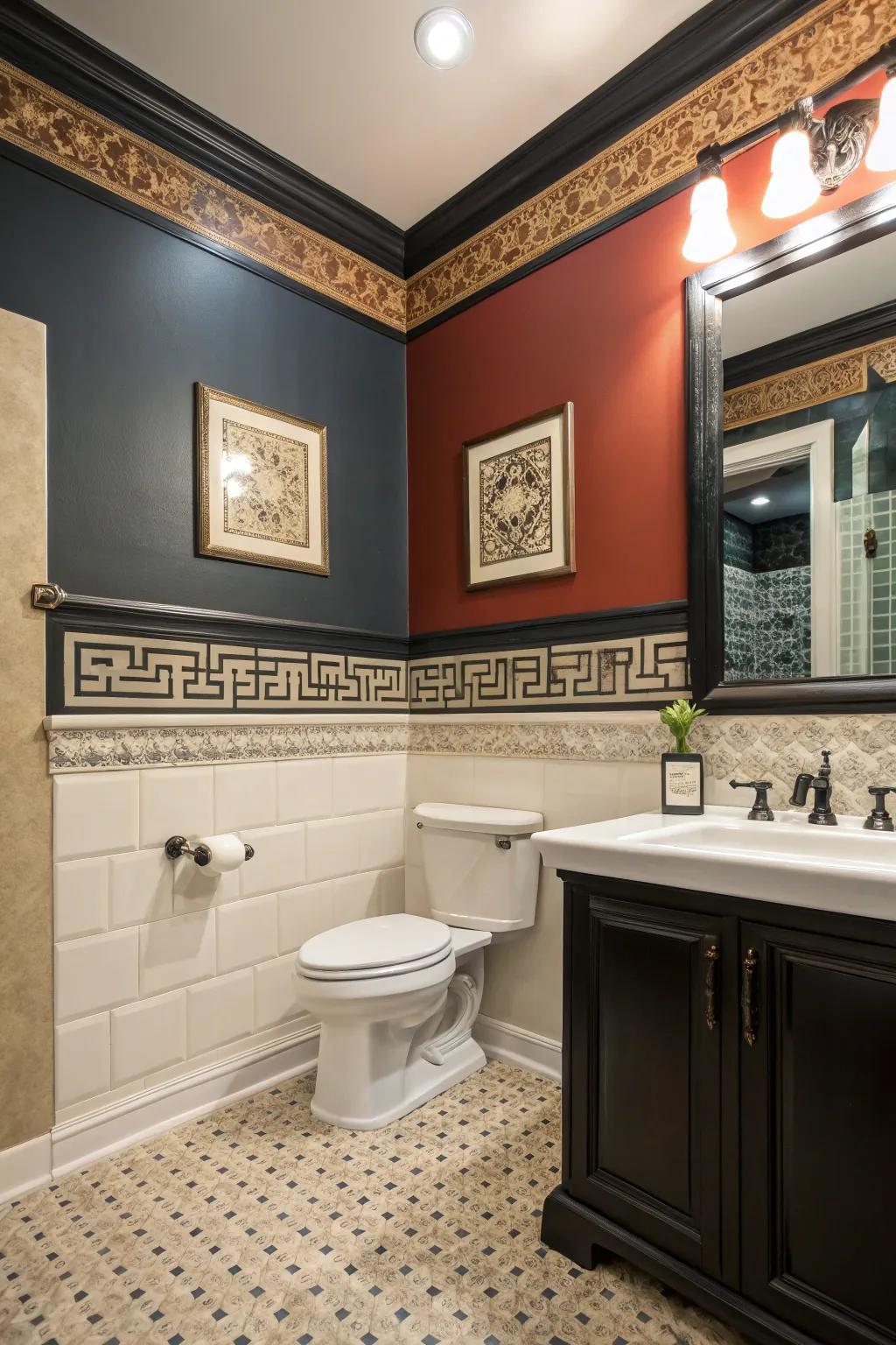 A chromatic duet bestows an artistic sensibility upon your bathroom.